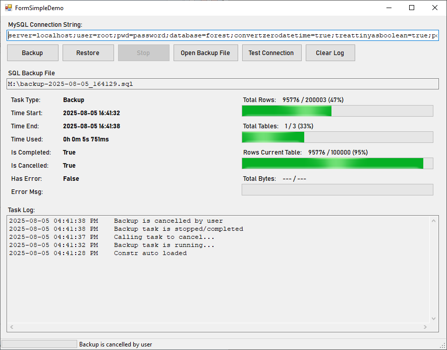 WinForms MySqlBackup.NET Progress Reporting UI Updating
